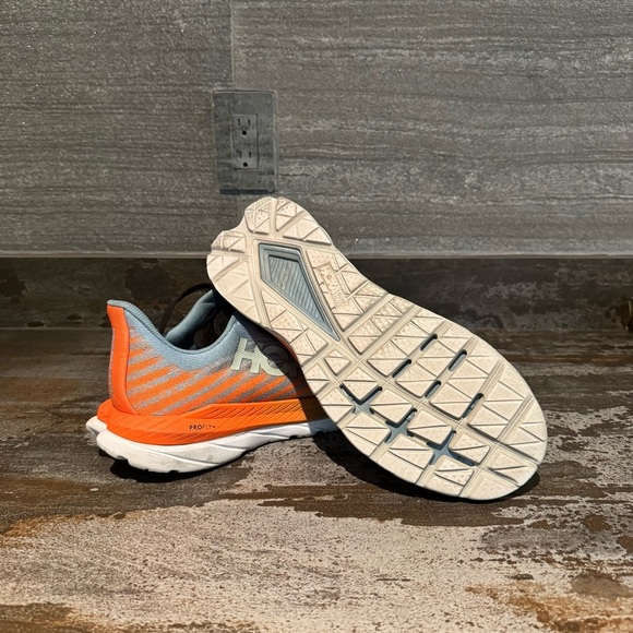 HOKA Mach 5 Men’s Running Shoes Blue & Orange Size 11 US Men Like New - Picture 3 of 3